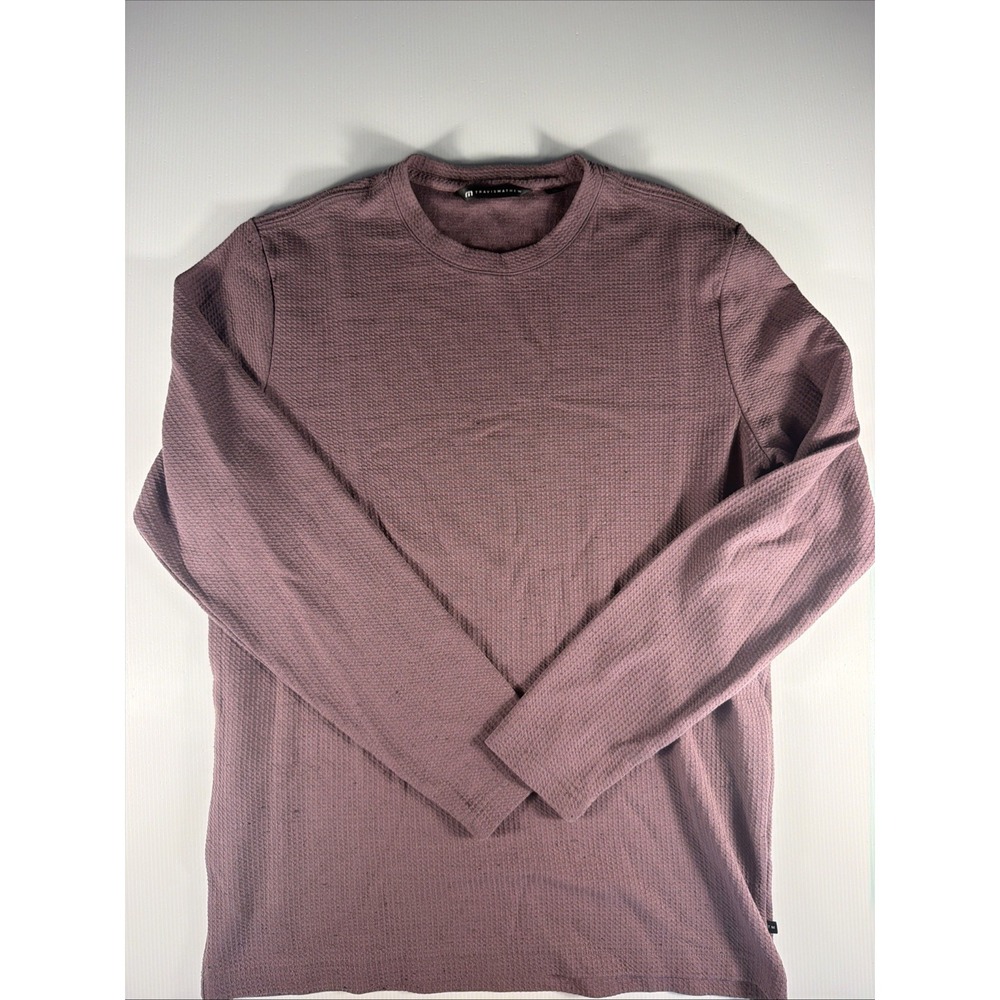 TravisMathew Mens M Purple Waffle Knit Long Sleeve Crewneck Shirt